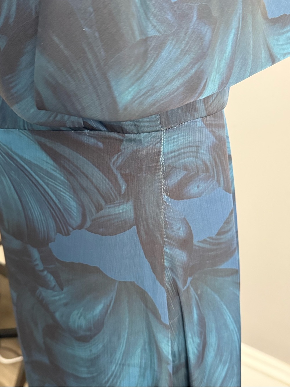 Sachin & Babi Blue Floral One Shoulder Chelsea Formal Gala Midi Dress Size 10 - Picture 6 of 9